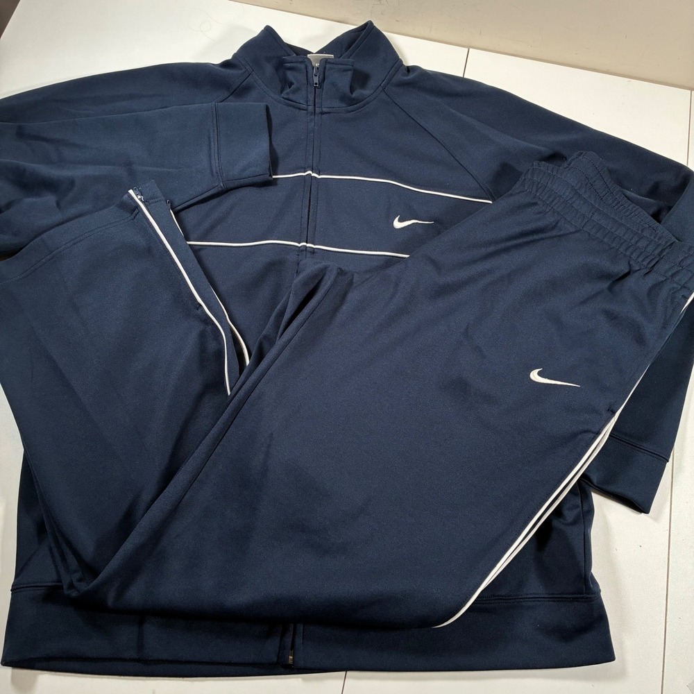 Vintage Nike Tracksuit XL Blue Full Zip Jacket Pant 2 Piece Set 90s Y2K Gray Tag